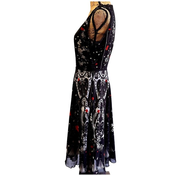 Piccione Piccione by Silvian Heach Black Floral Midi Sleeveless Dress Sz L - Picture 7 of 16